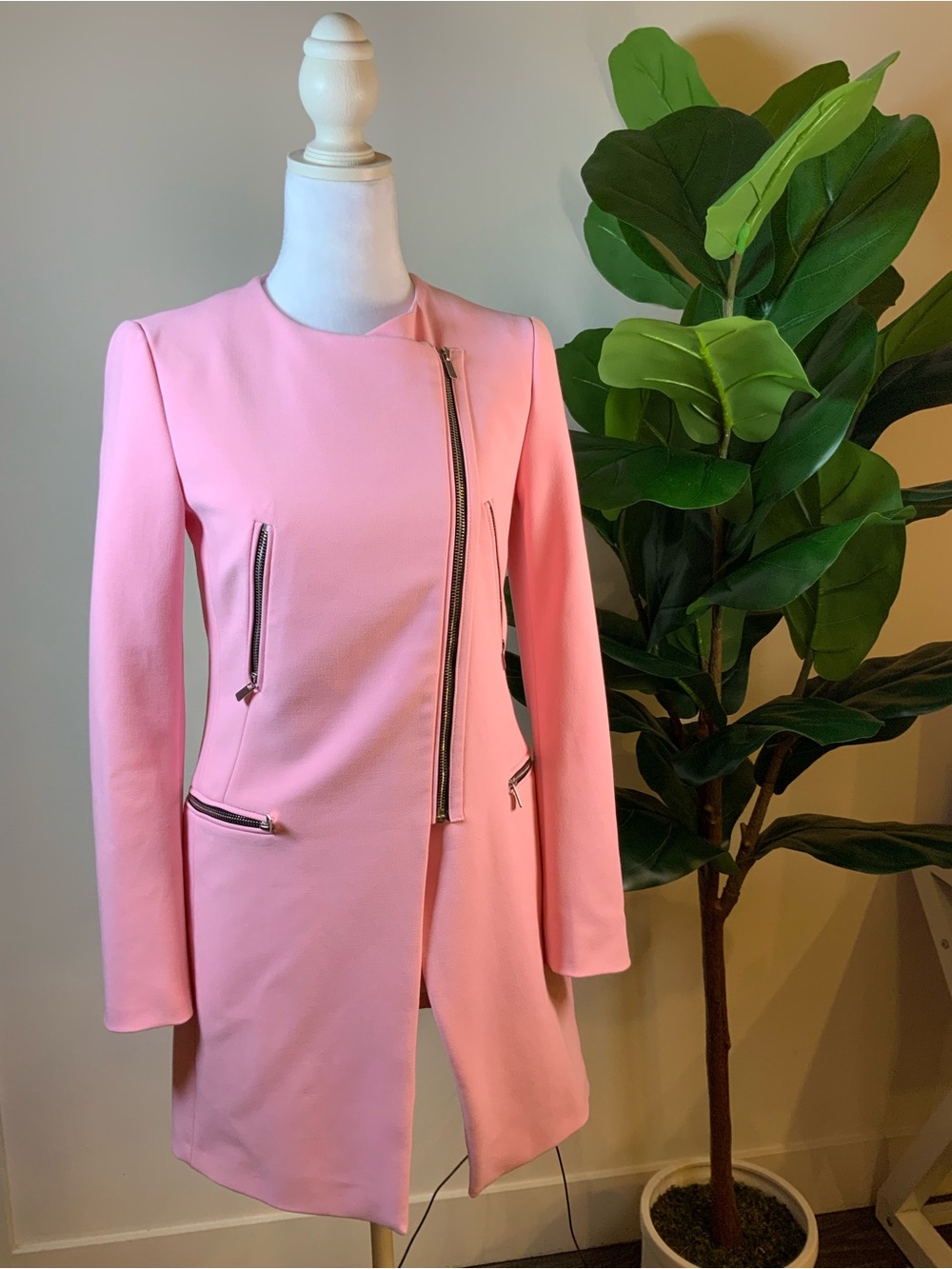Zara Pink Asymmetrical Zip Coat